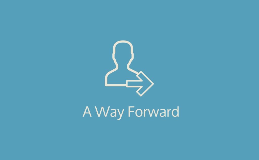 Person and arrow icon above "A Way Forward"