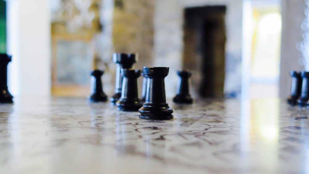 Chess pieces on a table