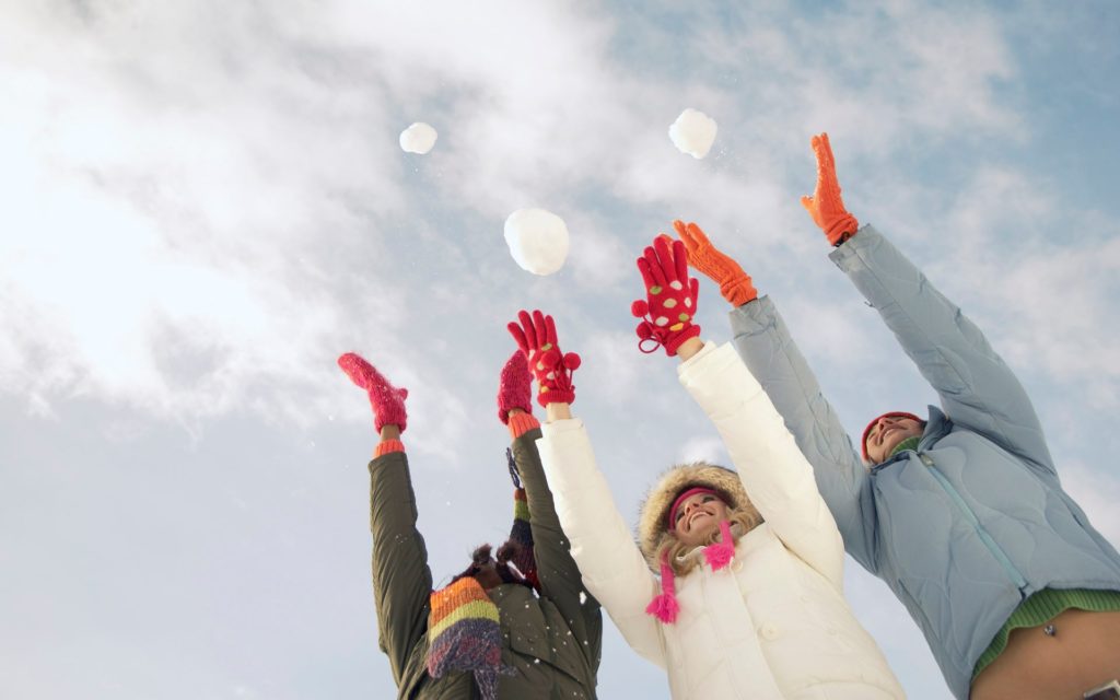 People Enjoying Snow Happy Winter