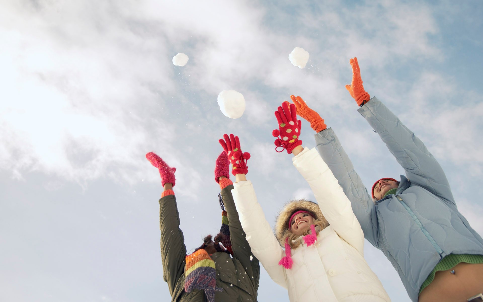 People Enjoying Snow Happy Winter