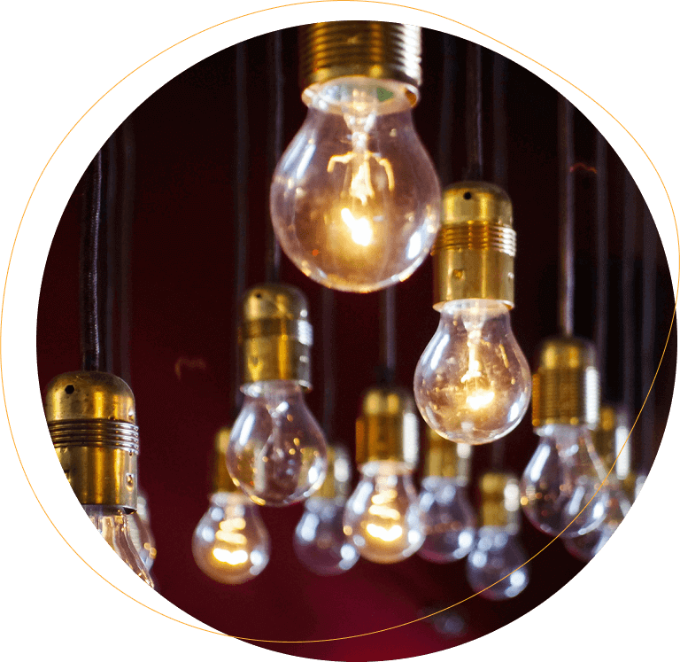 Lightbulbs hanging