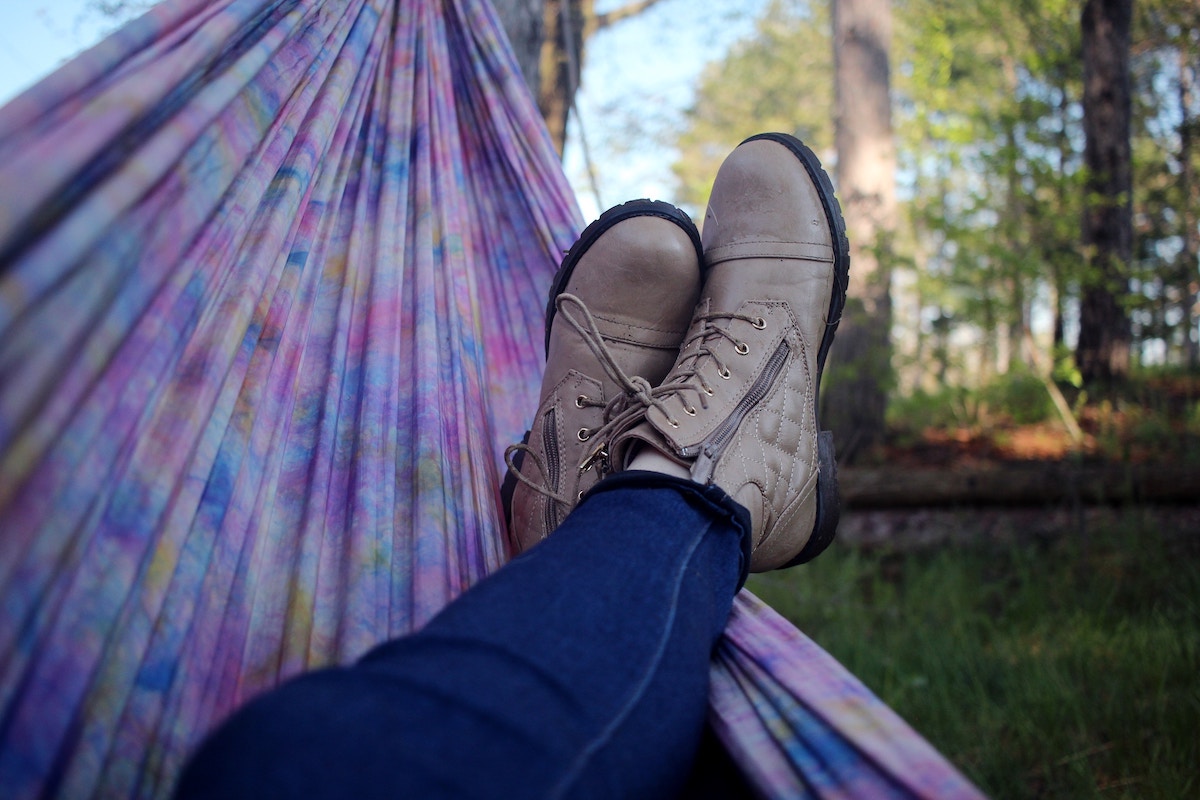 Laying in a hammock outside