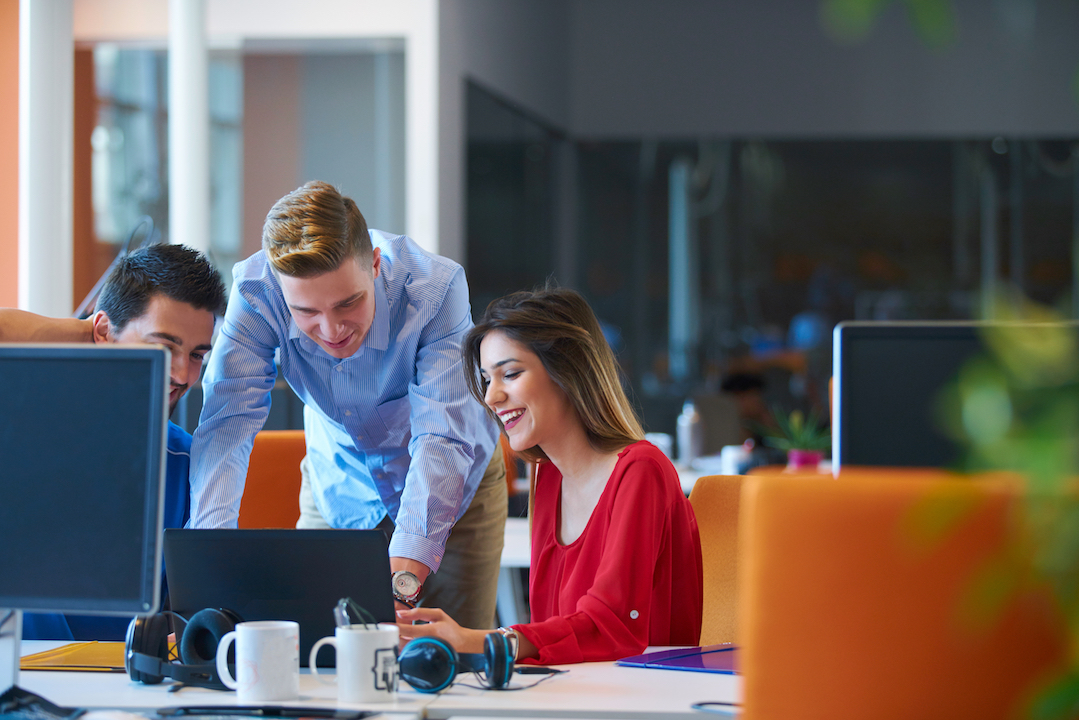 Employees working together at the office