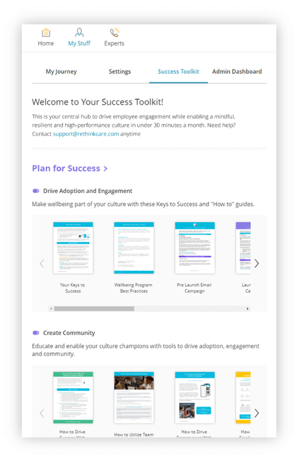 RethinkCare online Success Toolkit screenshot