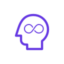 Person's head with infinity symbol for brain icon